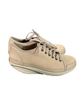MBT Womens Size 7 7.5 Tan Walker Runner Sneakers Shoes Lace Tie Up Rocker Bottom